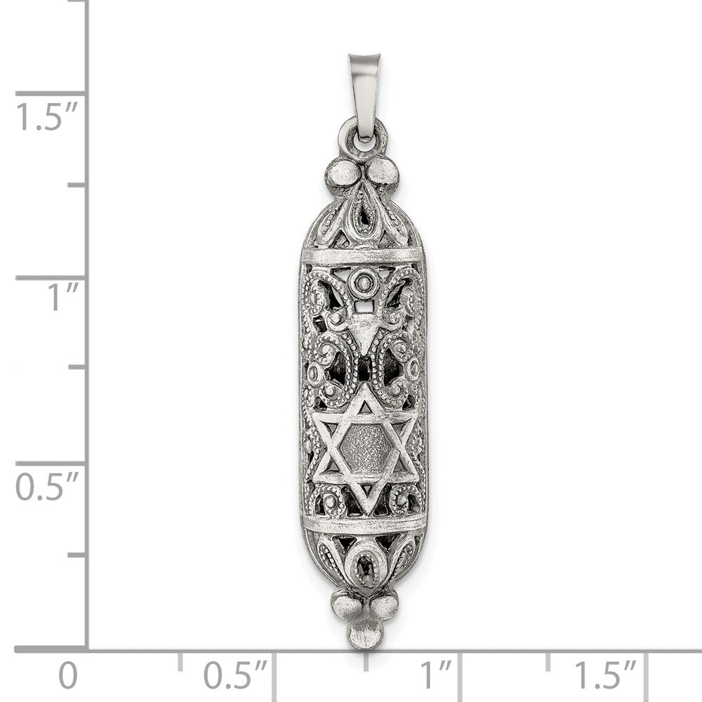 Sterlingsilber Massiv Antikisiert Mezuzah Anhänger