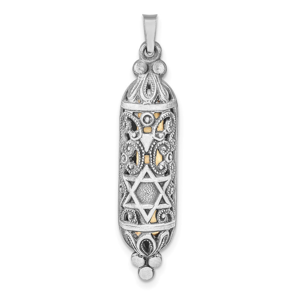 Sterlingsilber Massiv Antikisiert Mezuzah Anhänger