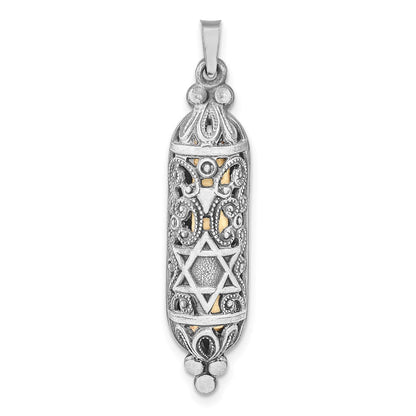 Sterlingsilber Massiv Antikisiert Mezuzah Anhänger