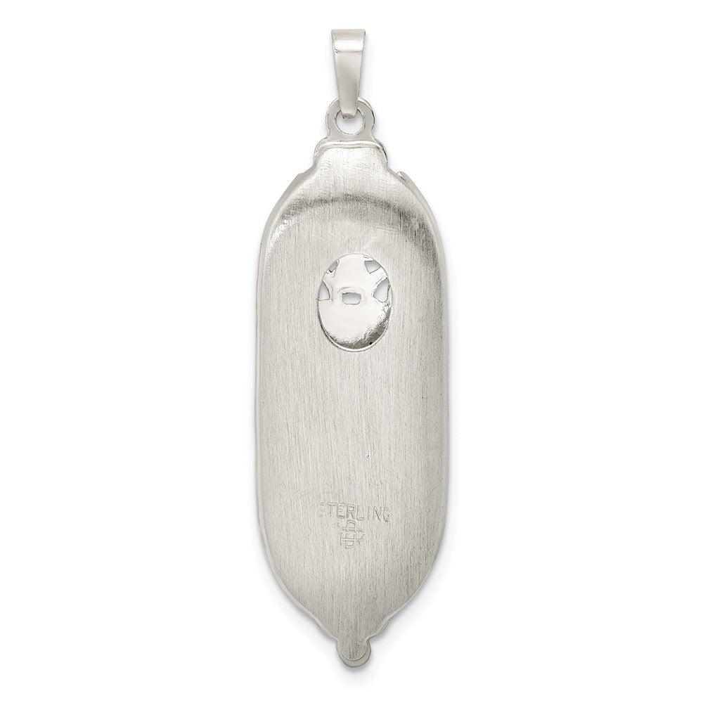 Sterlingsilber Poliert Massiv Mezuzah mit Emailliert Stern Of David Anhänger