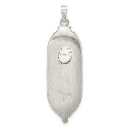 Sterlingsilber Poliert Massiv Mezuzah mit Emailliert Stern Of David Anhänger