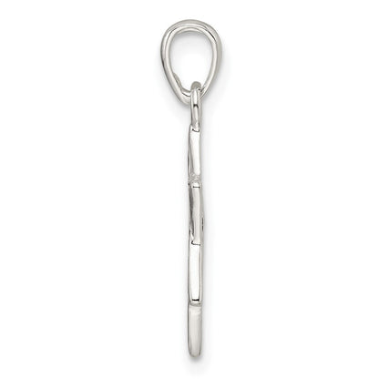 Sterlingsilber Poliert und Diamantiert Stern Of David mit Kreuz Anhänger