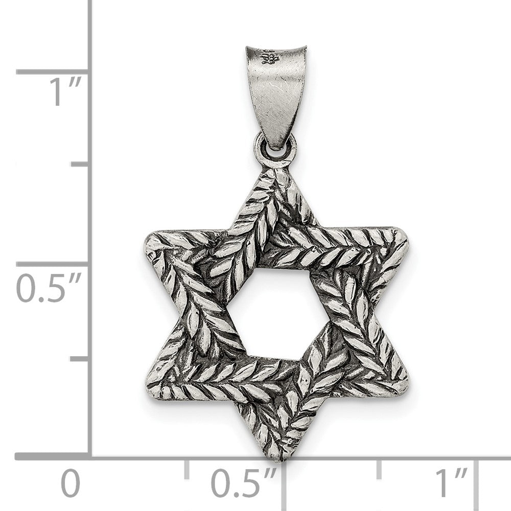 Sterlingsilber Antikisiert und Strukturiert Massiv Stern Of David Anhänger