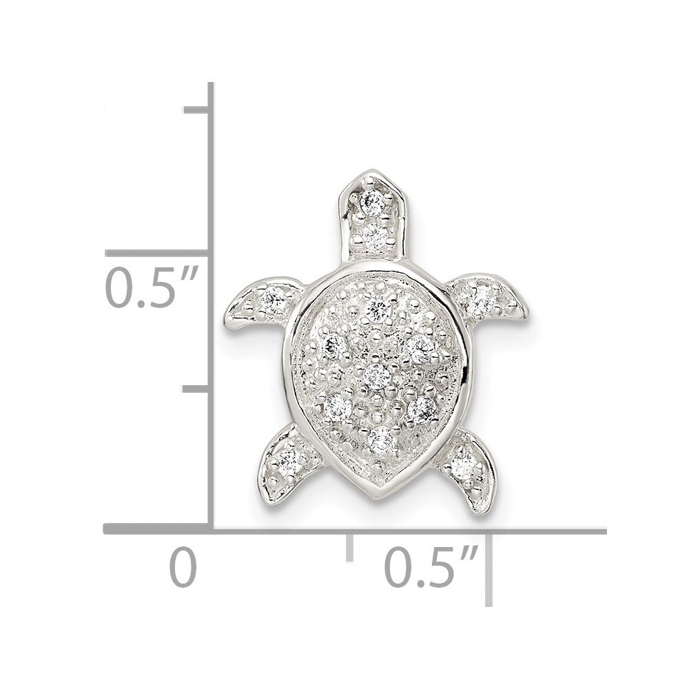 Sterlingsilber Poliert Zirkonia Schildkröte Kette Anhänger