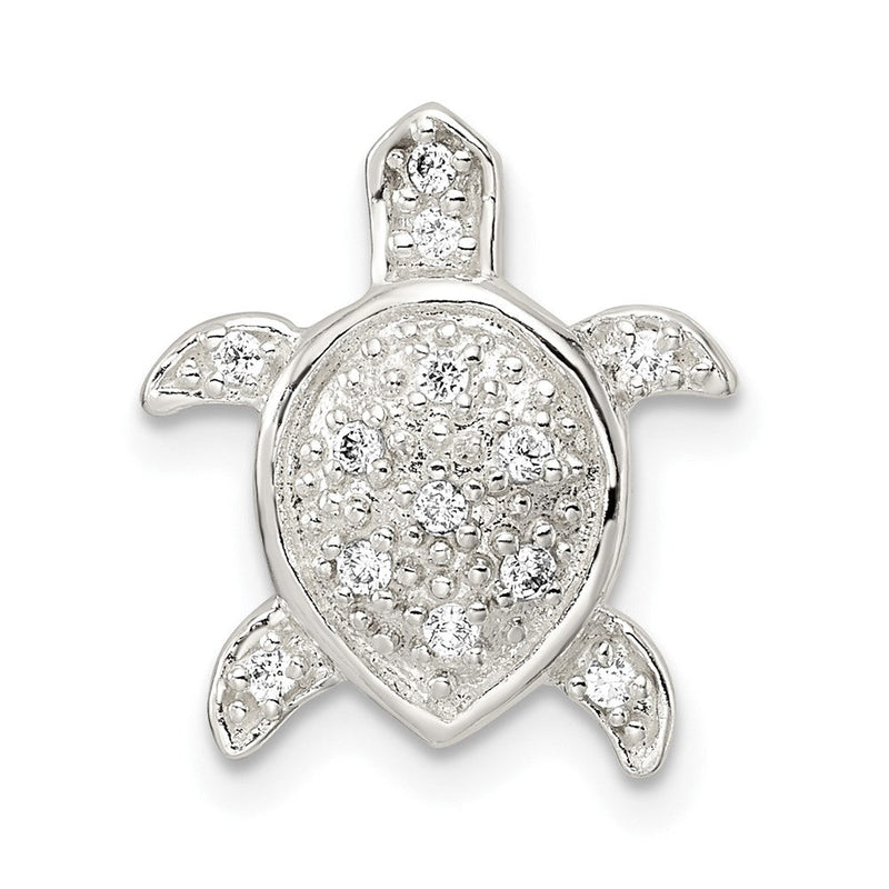 Sterlingsilber Poliert Zirkonia Schildkröte Kette Anhänger