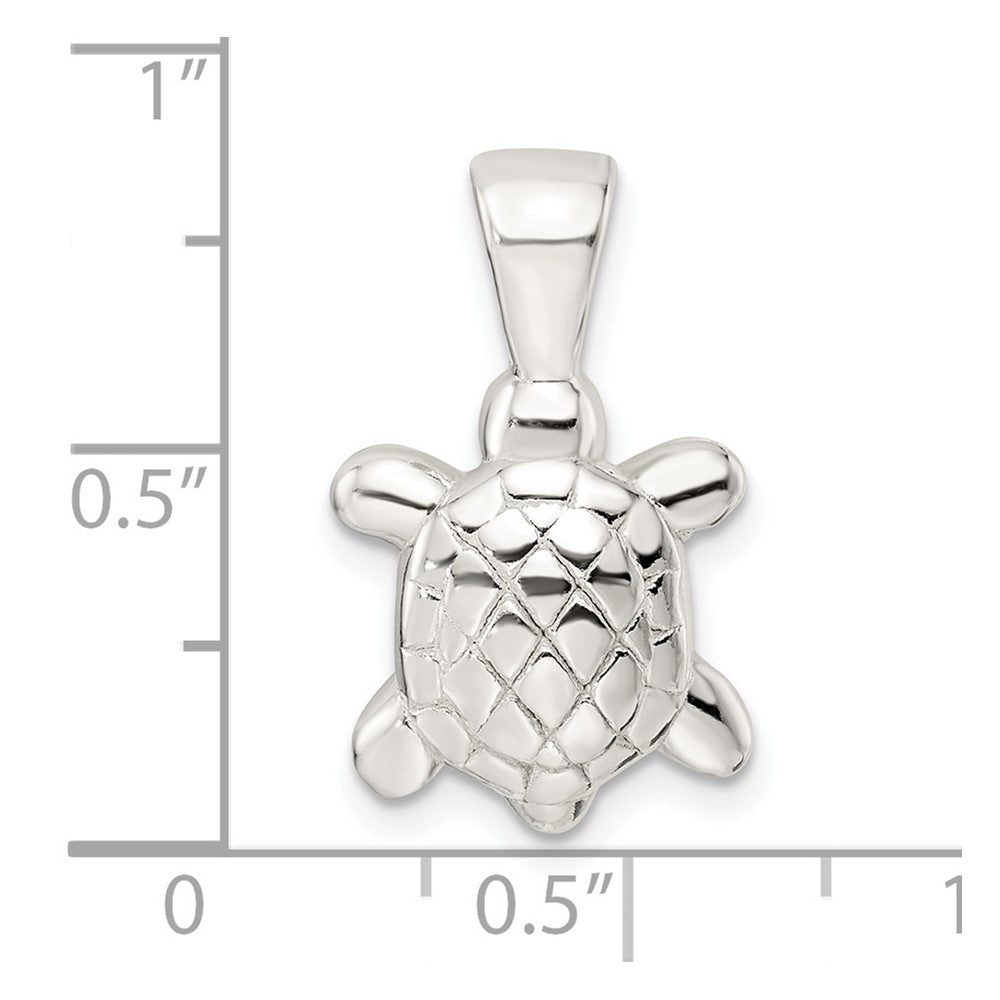 Sterlingsilber Poliert & Strukturiert Schildkröte Anhänger