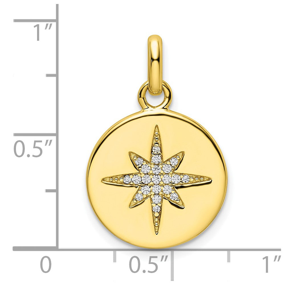 Sterlingsilber Goldfarben Zirkonia Stern Plättchen Anhänger
