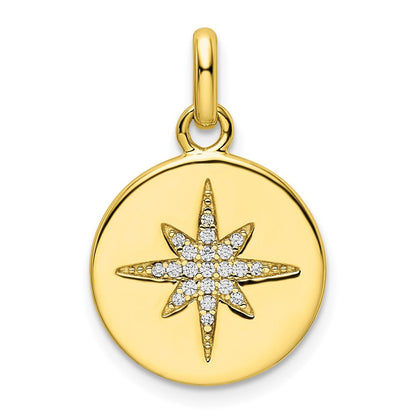 Sterlingsilber Goldfarben Zirkonia Stern Plättchen Anhänger