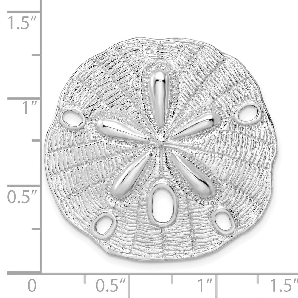 Sterlingsilber De-ani Rhodiniert Poliert und Strukturiert Groß Sand Dollar Anhänger