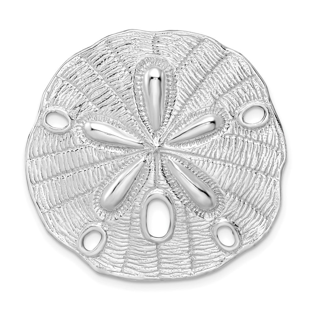 Sterlingsilber De-ani Rhodiniert Poliert und Strukturiert Groß Sand Dollar Anhänger
