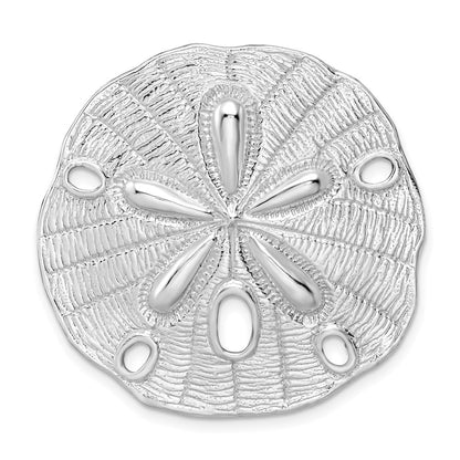 Sterlingsilber De-ani Rhodiniert Poliert und Strukturiert Groß Sand Dollar Anhänger