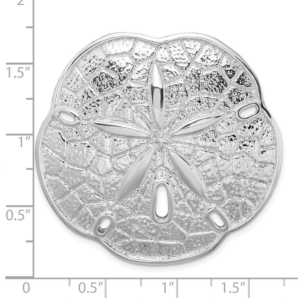 Sterlingsilber De-ani Rhodiniert Poliert Sand Dollar mit Gewellt Kante Anhänger