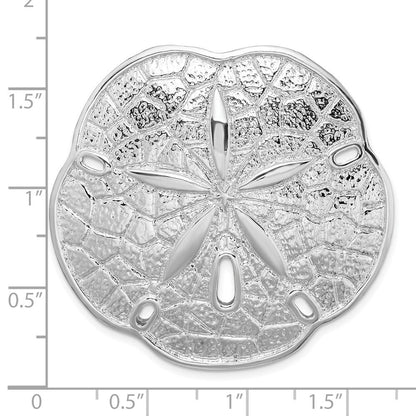 Sterlingsilber De-ani Rhodiniert Poliert Sand Dollar mit Gewellt Kante Anhänger