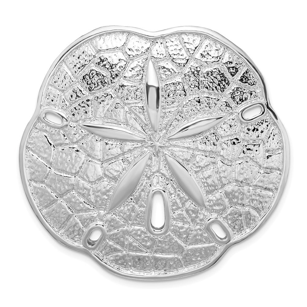 Sterlingsilber De-ani Rhodiniert Poliert Sand Dollar mit Gewellt Kante Anhänger