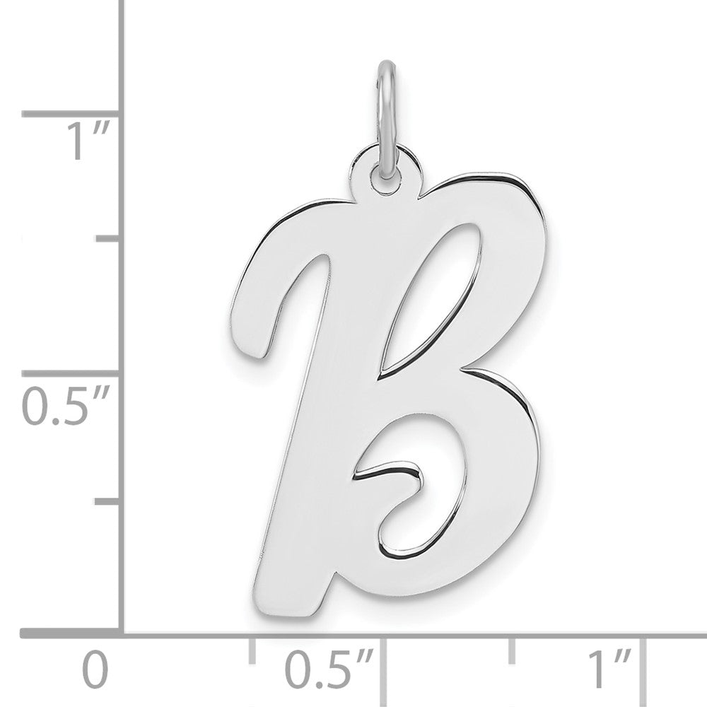 Groß Sterlingsilber Rhodiniert Schreibschrift Buchstabe B Initiale Charm