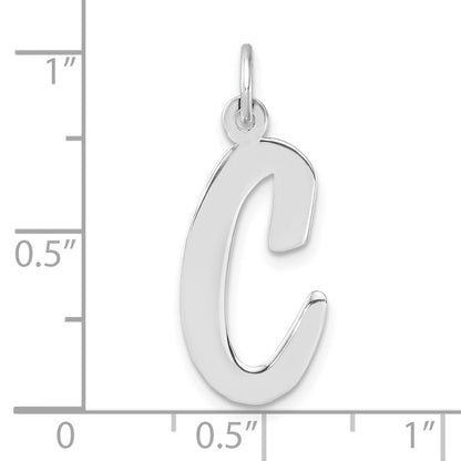 Groß Sterlingsilber Rhodiniert Schreibschrift Buchstabe C Initiale Charm