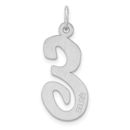 Groß Sterlingsilber Rhodiniert Schreibschrift Buchstabe E Initiale Charm