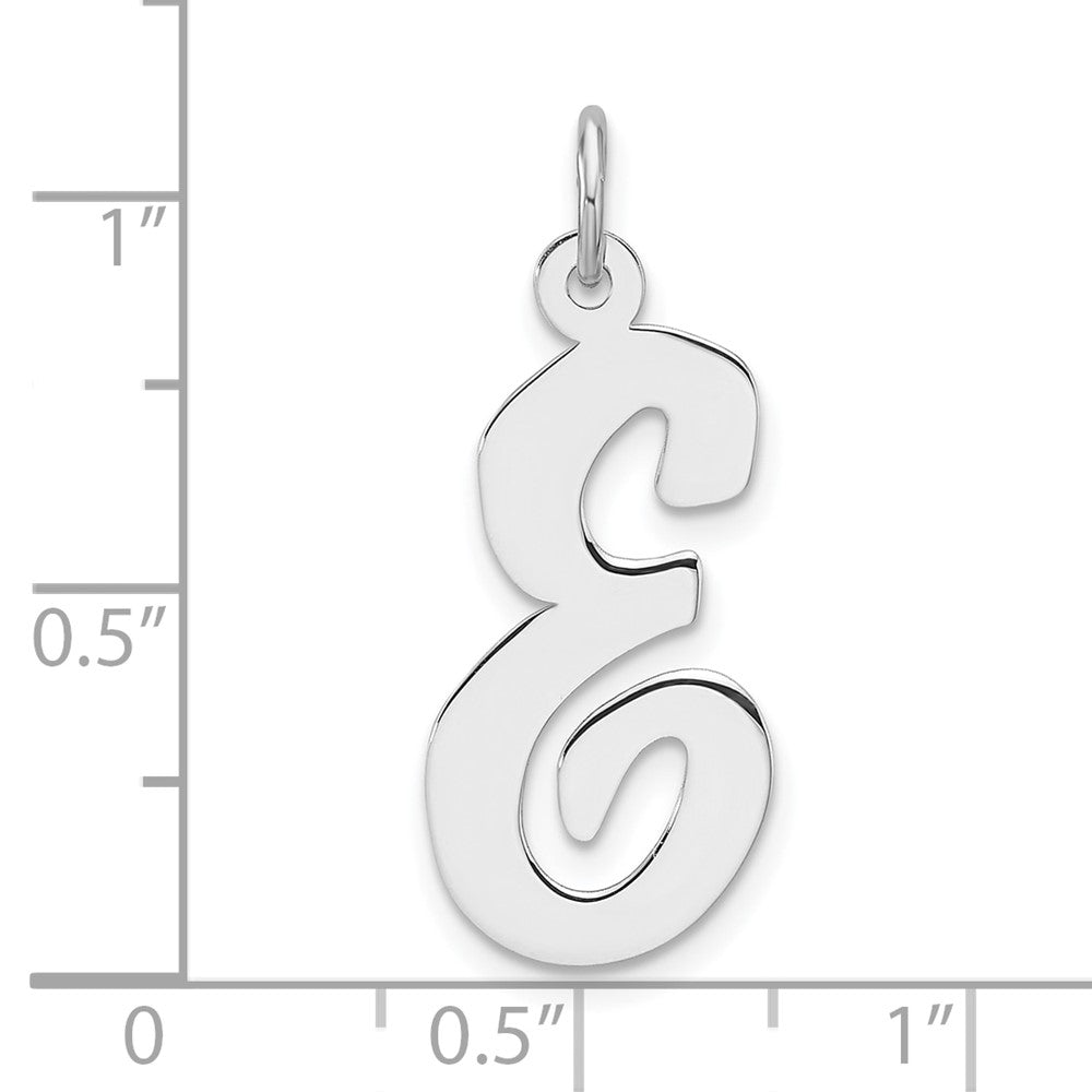 Groß Sterlingsilber Rhodiniert Schreibschrift Buchstabe E Initiale Charm