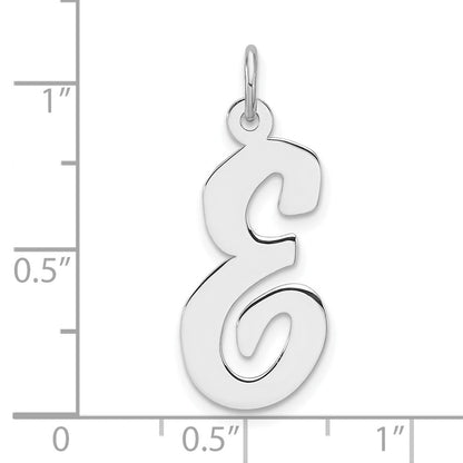 Groß Sterlingsilber Rhodiniert Schreibschrift Buchstabe E Initiale Charm
