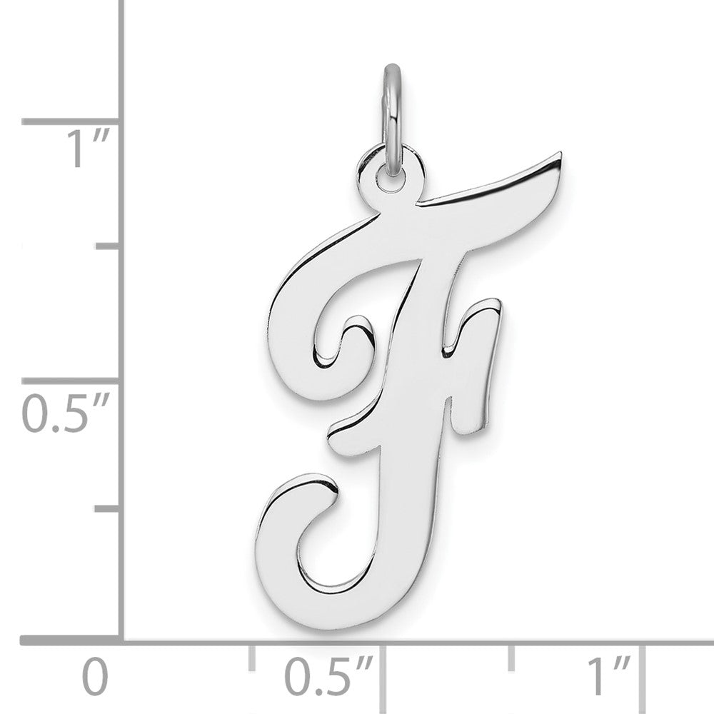 Groß Sterlingsilber Rhodiniert Schreibschrift Buchstabe F Initiale Charm