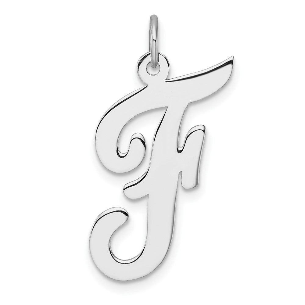 Groß Sterlingsilber Rhodiniert Schreibschrift Buchstabe F Initiale Charm