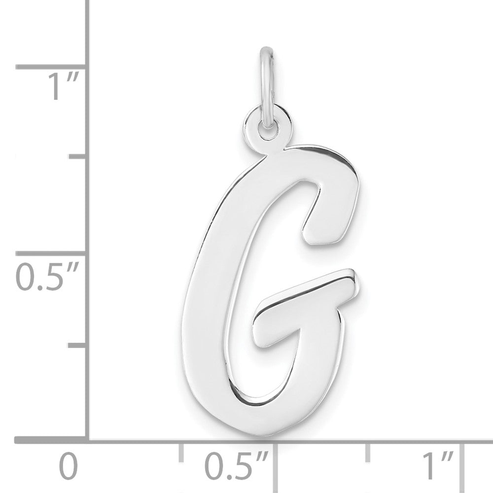 Groß Sterlingsilber Rhodiniert Schreibschrift Buchstabe G Initiale Charm