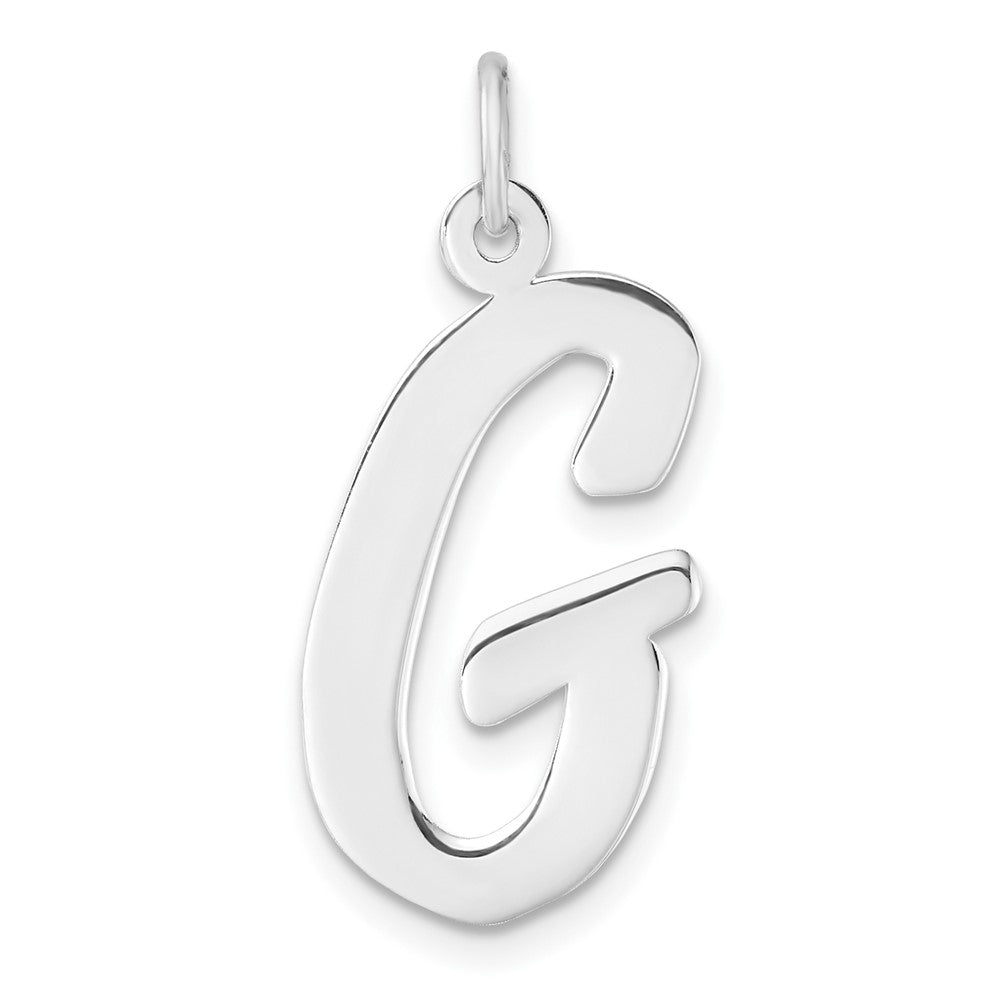 Groß Sterlingsilber Rhodiniert Schreibschrift Buchstabe G Initiale Charm