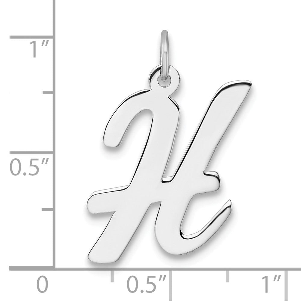 Groß Sterlingsilber Rhodiniert Schreibschrift Buchstabe H Initiale Charm