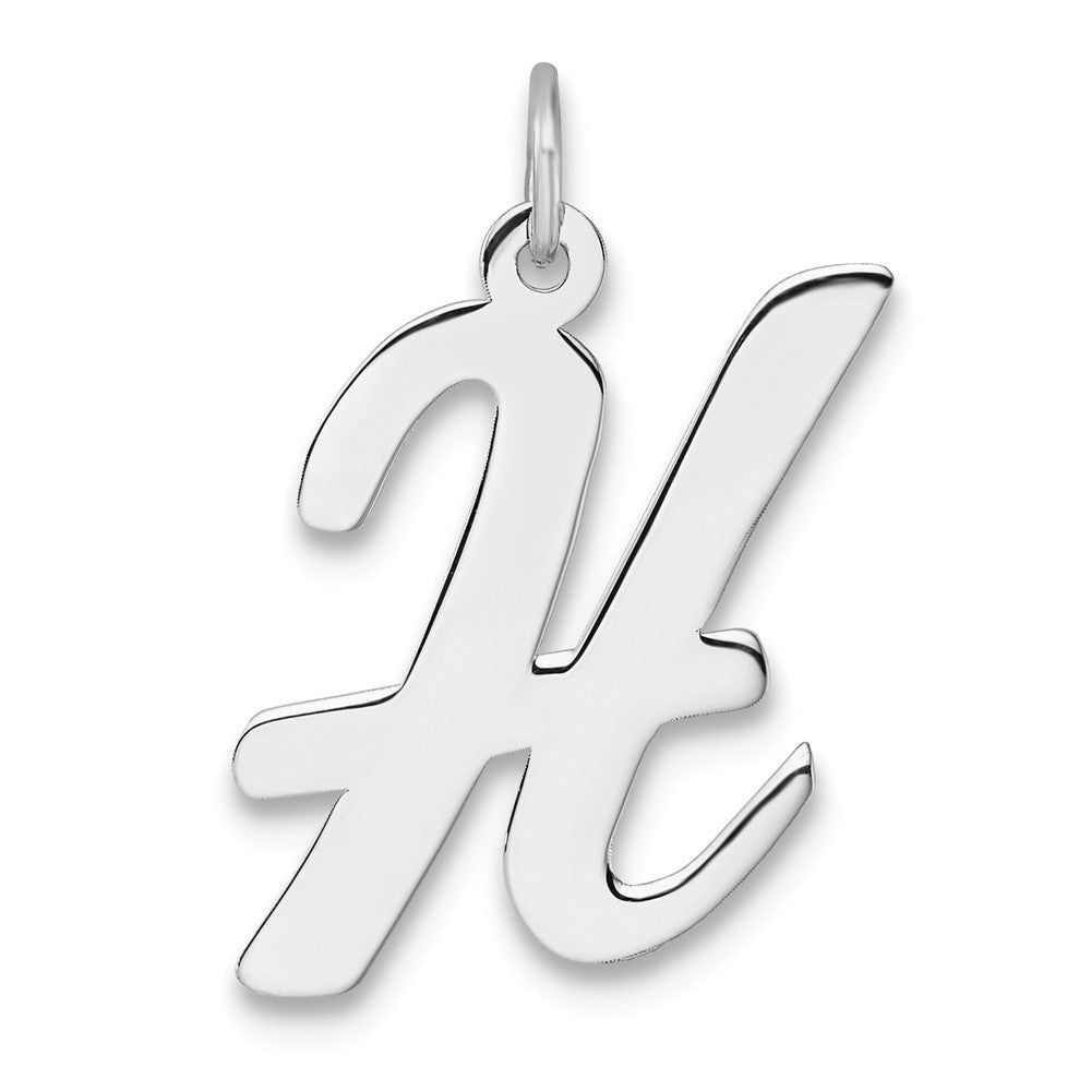 Groß Sterlingsilber Rhodiniert Schreibschrift Buchstabe H Initiale Charm