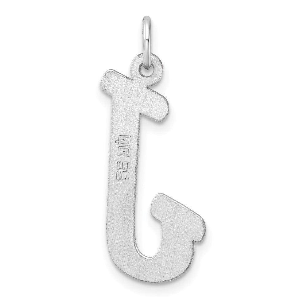 Groß Sterlingsilber Rhodiniert Schreibschrift Buchstabe J Initiale Charm