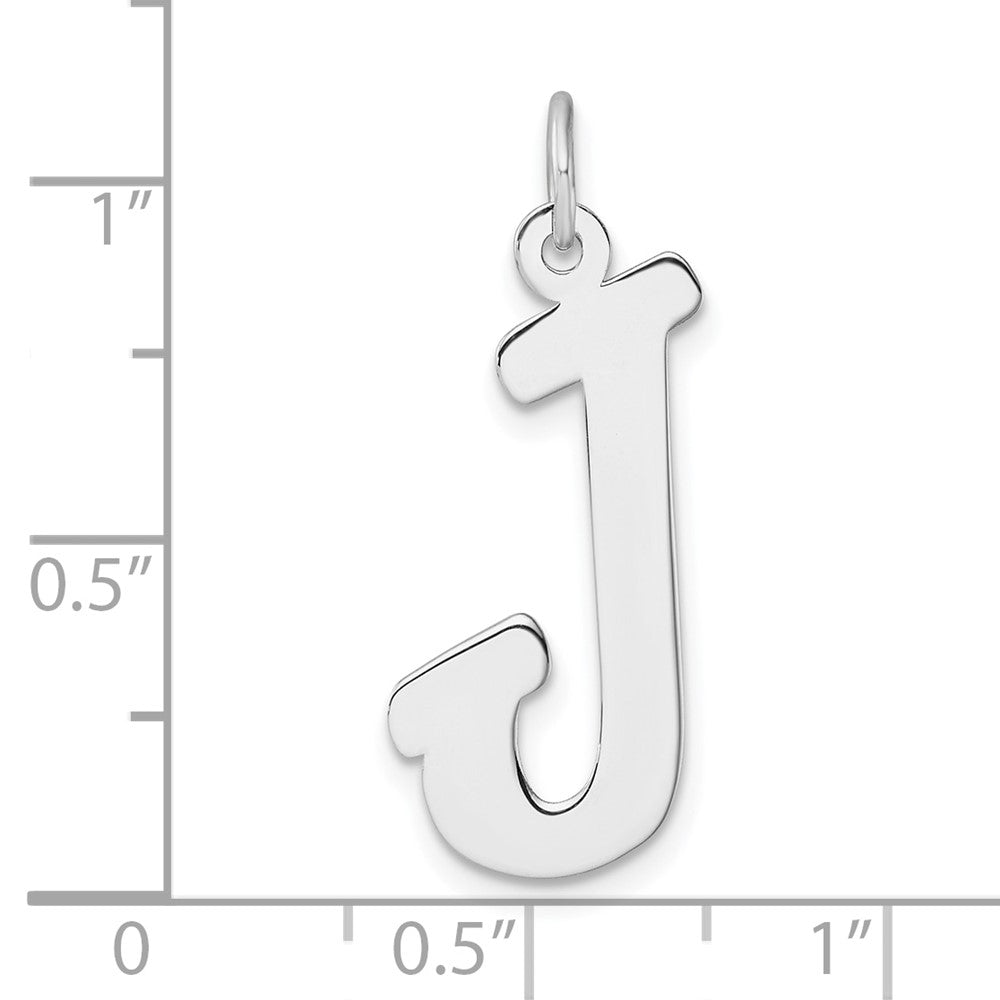 Groß Sterlingsilber Rhodiniert Schreibschrift Buchstabe J Initiale Charm
