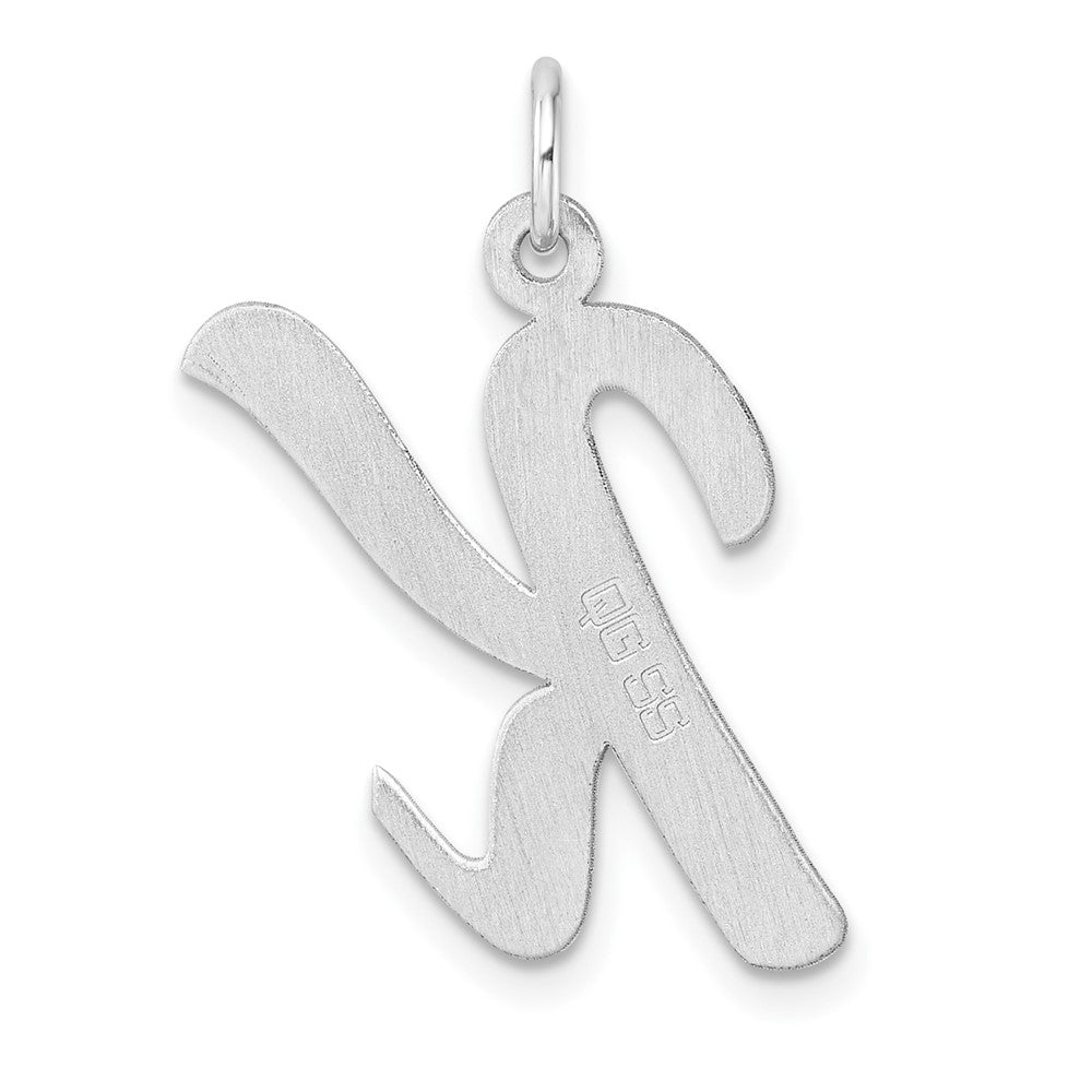 Groß Sterlingsilber Rhodiniert Schreibschrift Buchstabe K Initiale Charm