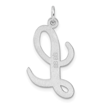 Groß Sterlingsilber Rhodiniert Schreibschrift Buchstabe L Initiale Charm