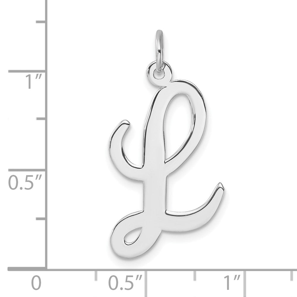 Groß Sterlingsilber Rhodiniert Schreibschrift Buchstabe L Initiale Charm