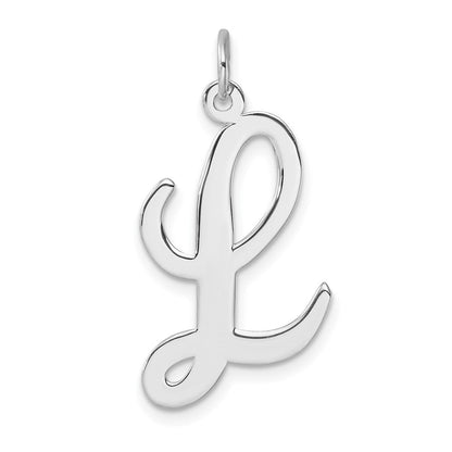 Groß Sterlingsilber Rhodiniert Schreibschrift Buchstabe L Initiale Charm