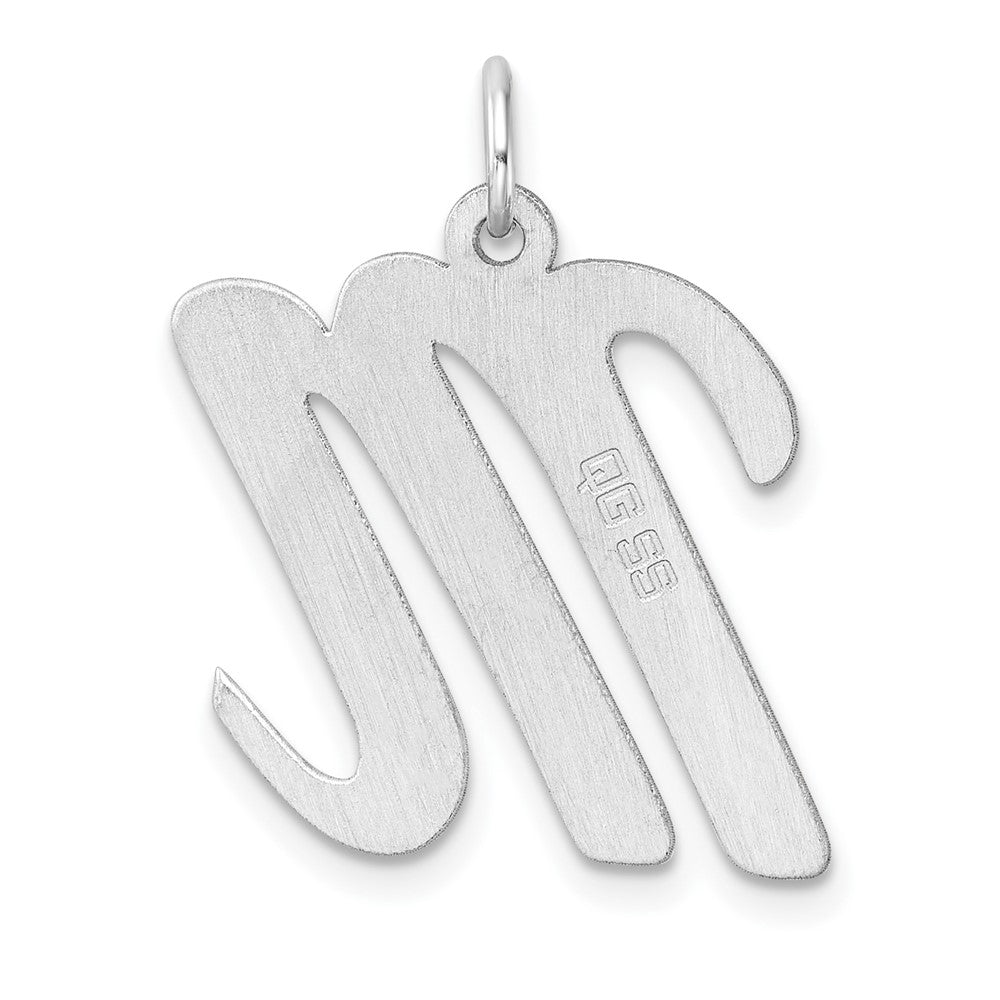 Groß Sterlingsilber Rhodiniert Schreibschrift Buchstabe M Initiale Charm