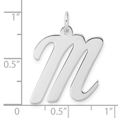 Groß Sterlingsilber Rhodiniert Schreibschrift Buchstabe M Initiale Charm