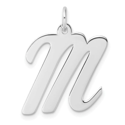 Groß Sterlingsilber Rhodiniert Schreibschrift Buchstabe M Initiale Charm