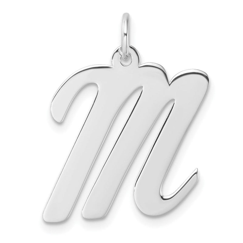 Groß Sterlingsilber Rhodiniert Schreibschrift Buchstabe M Initiale Charm