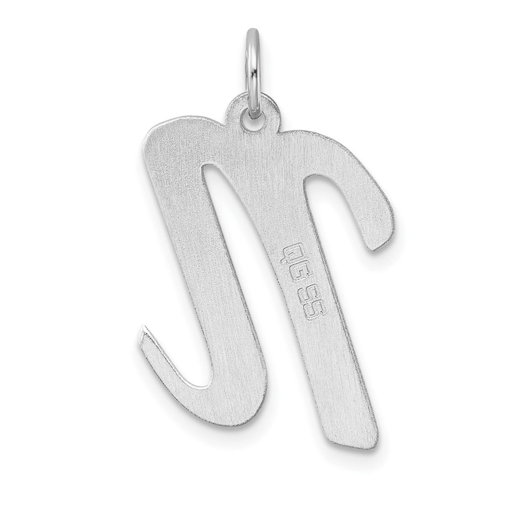 Groß Sterlingsilber Rhodiniert Schreibschrift Buchstabe N Initiale Charm