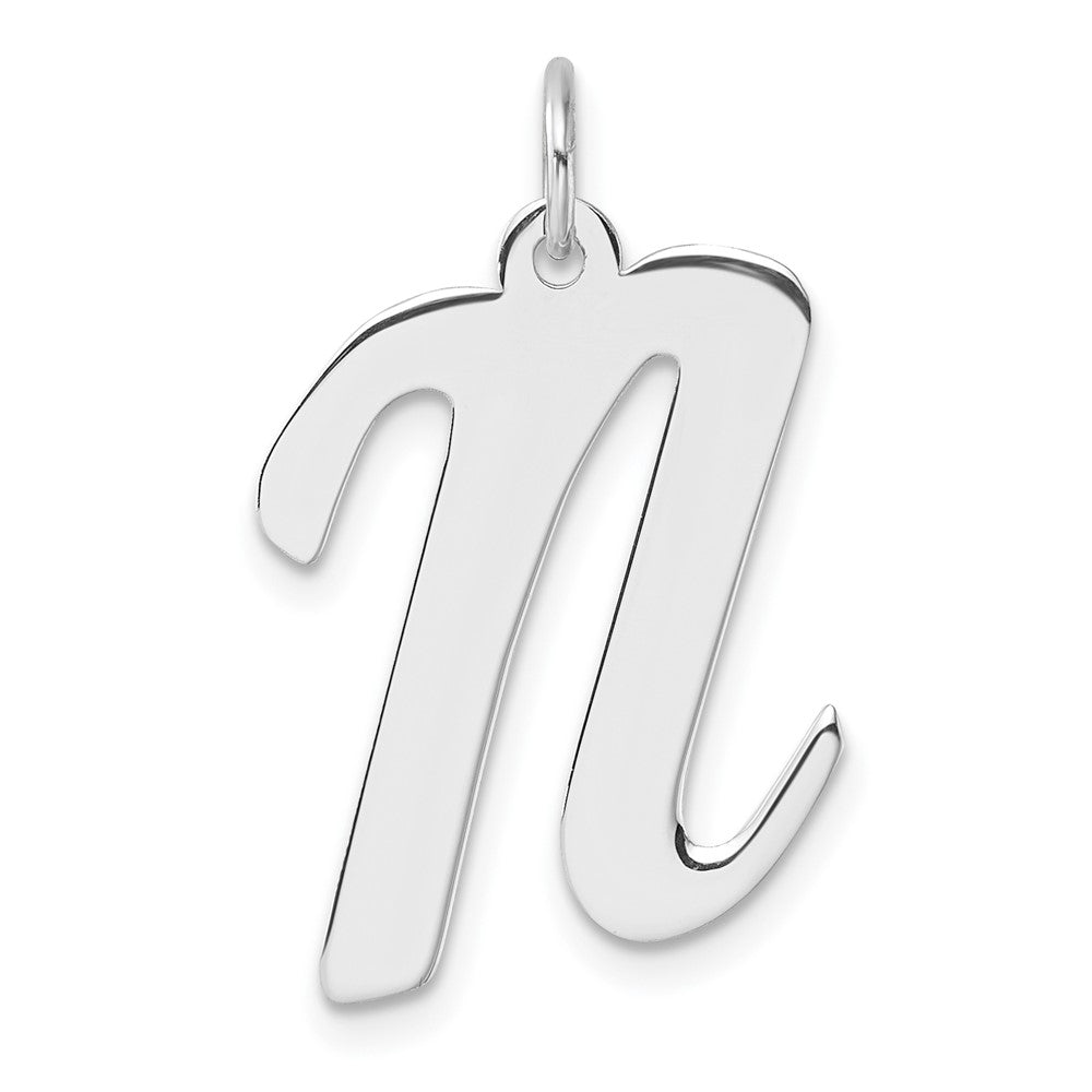 Groß Sterlingsilber Rhodiniert Schreibschrift Buchstabe N Initiale Charm