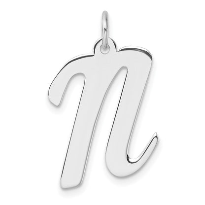 Groß Sterlingsilber Rhodiniert Schreibschrift Buchstabe N Initiale Charm