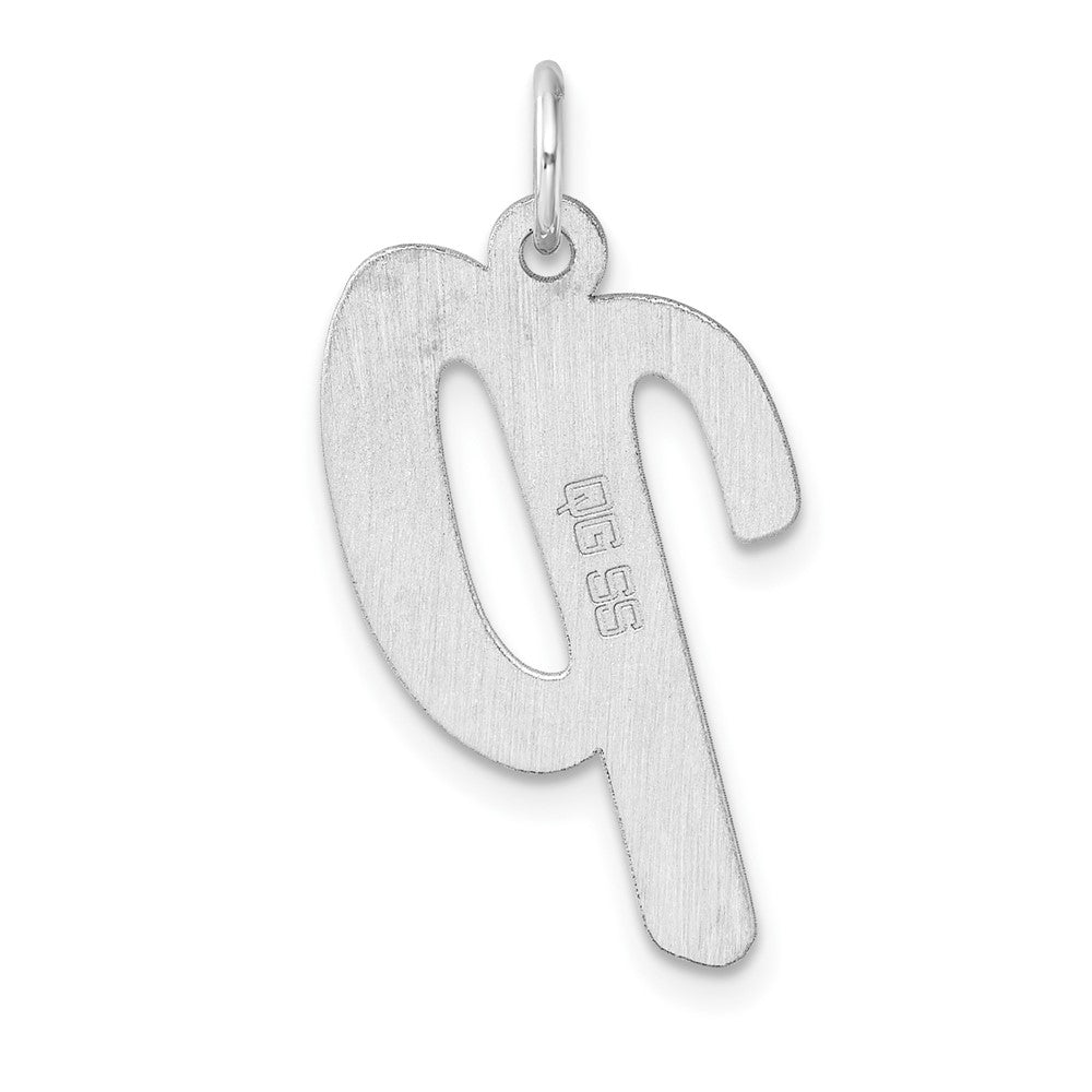Groß Sterlingsilber Rhodiniert Schreibschrift Buchstabe P Initiale Charm