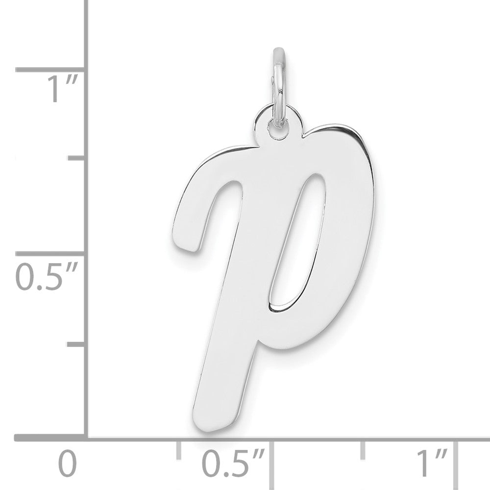 Groß Sterlingsilber Rhodiniert Schreibschrift Buchstabe P Initiale Charm