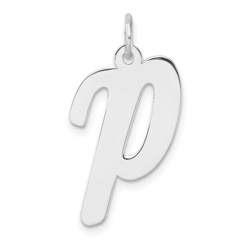 Groß Sterlingsilber Rhodiniert Schreibschrift Buchstabe P Initiale Charm