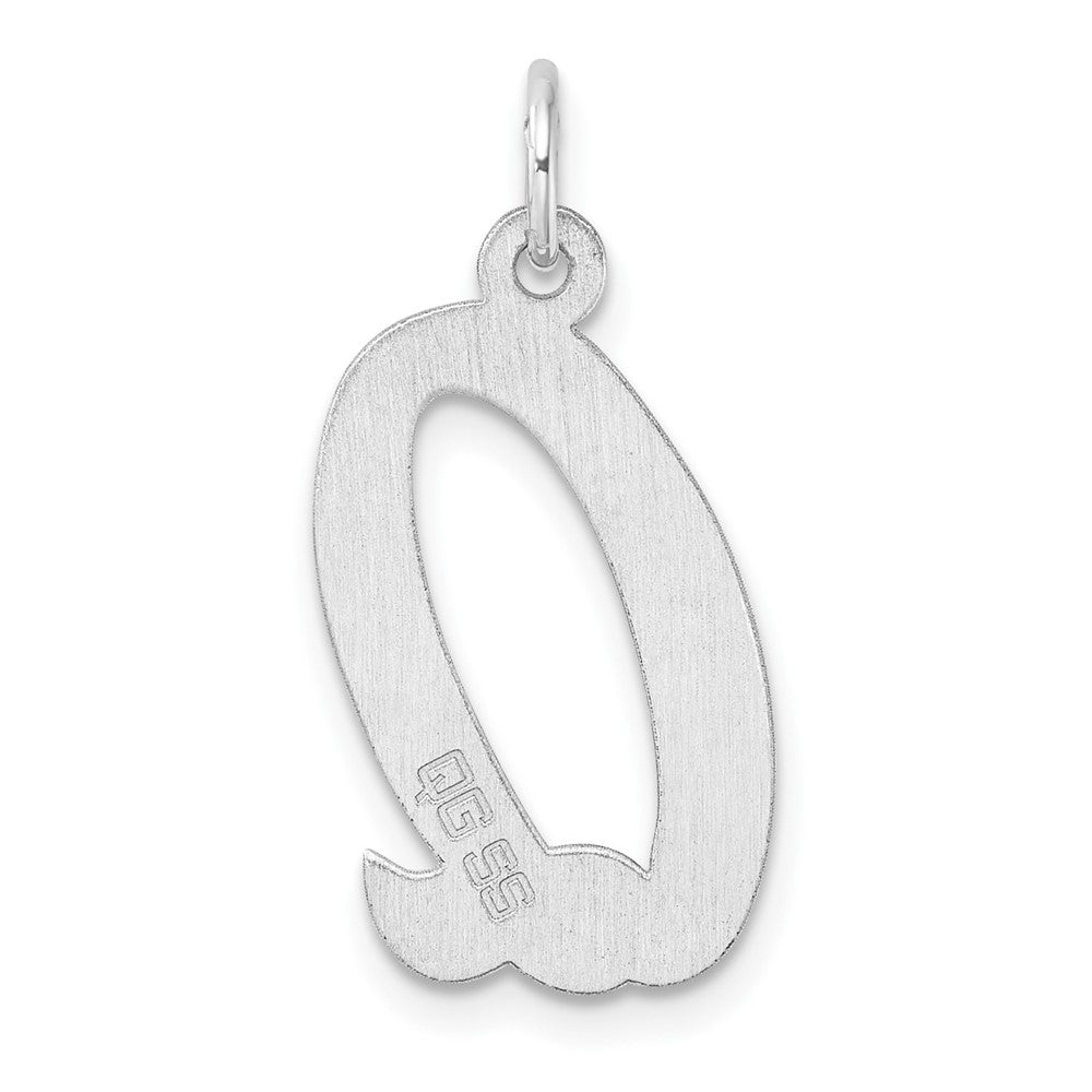 Groß Sterlingsilber Rhodiniert Schreibschrift Buchstabe Q Initiale Charm