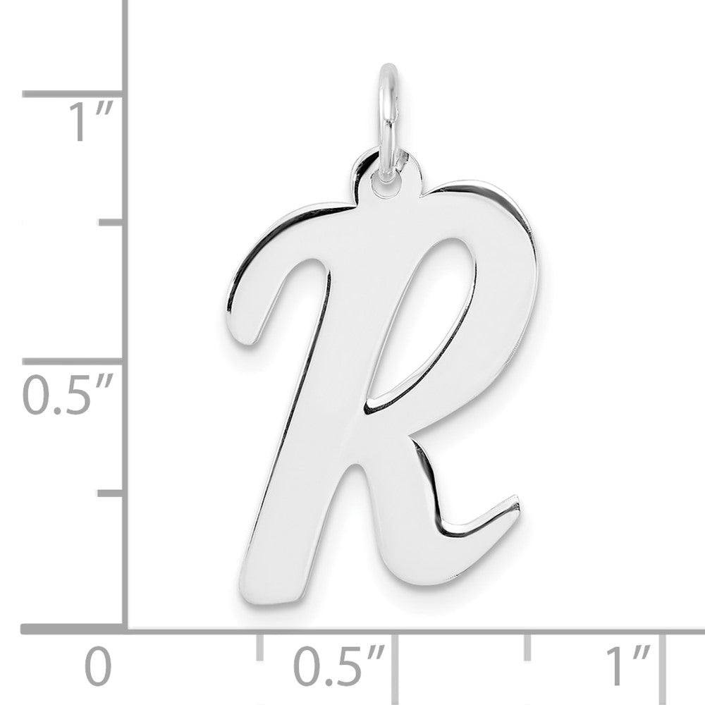 Groß Sterlingsilber Rhodiniert Schreibschrift Buchstabe R Initiale Charm