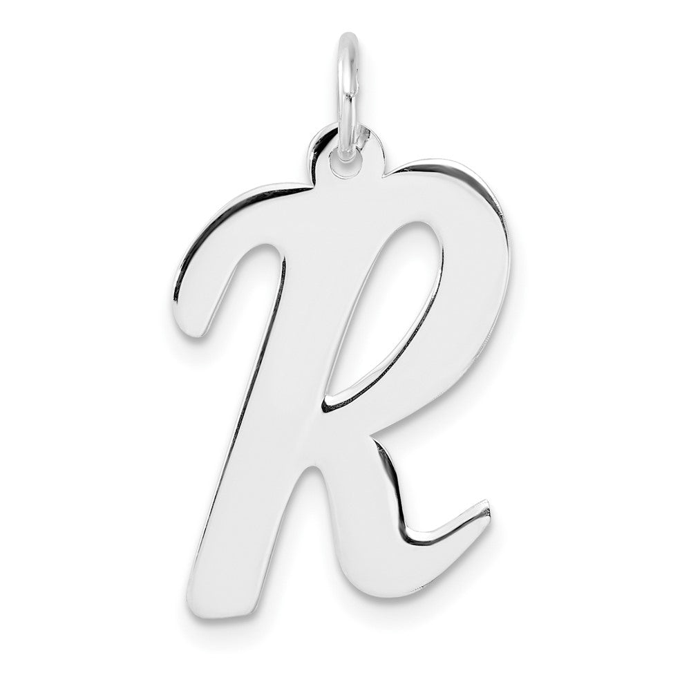 Groß Sterlingsilber Rhodiniert Schreibschrift Buchstabe R Initiale Charm