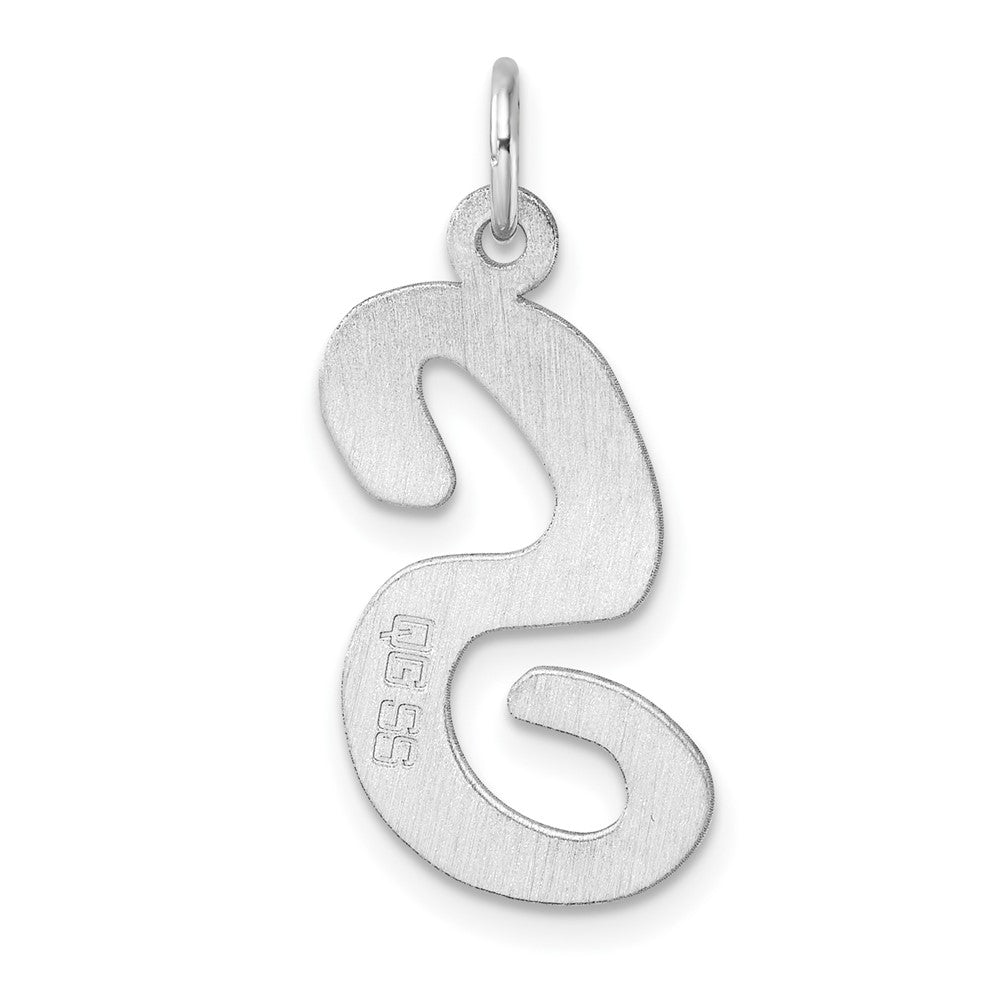 Groß Sterlingsilber Rhodiniert Schreibschrift Buchstabe S Initiale Charm