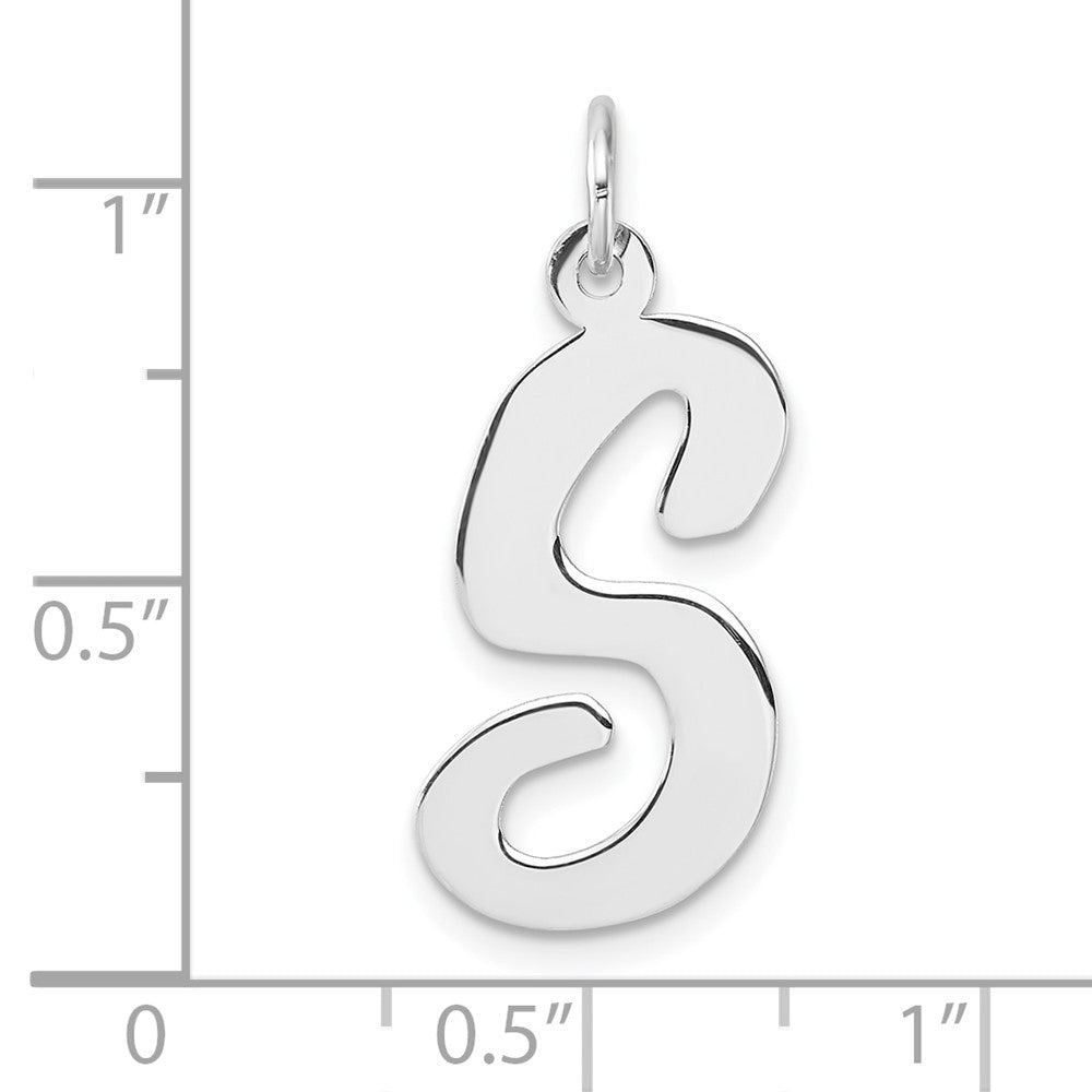 Groß Sterlingsilber Rhodiniert Schreibschrift Buchstabe S Initiale Charm